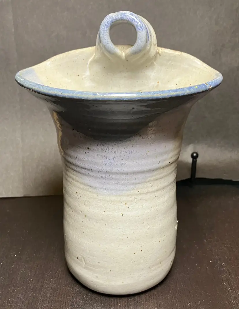 Studio Pottery Handmade Wall Pocket Vase Stoneware Signed