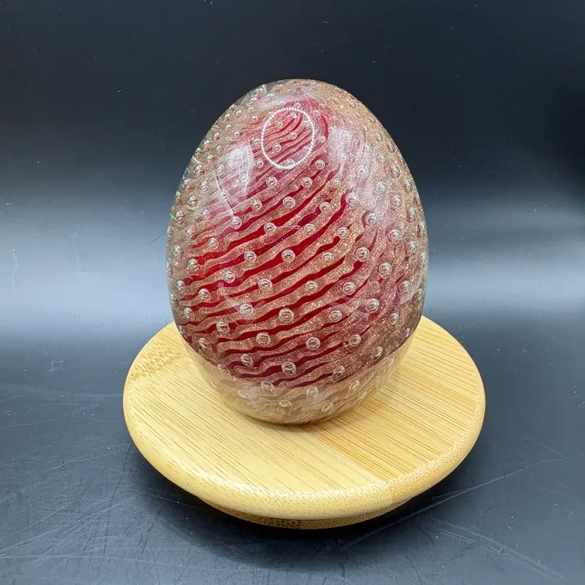 Murano Aventurine Bullicante Red And Gold Swirled Paperweight