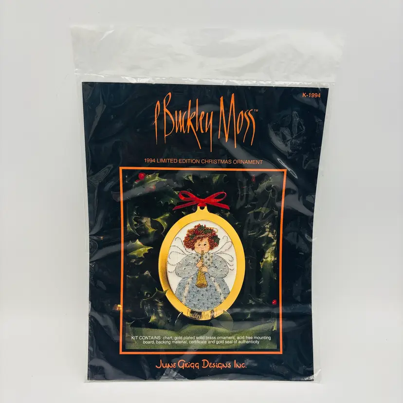 P Buckley Moss Kit Counted Cross Stitch  1994 Christmas Ornament NOS
