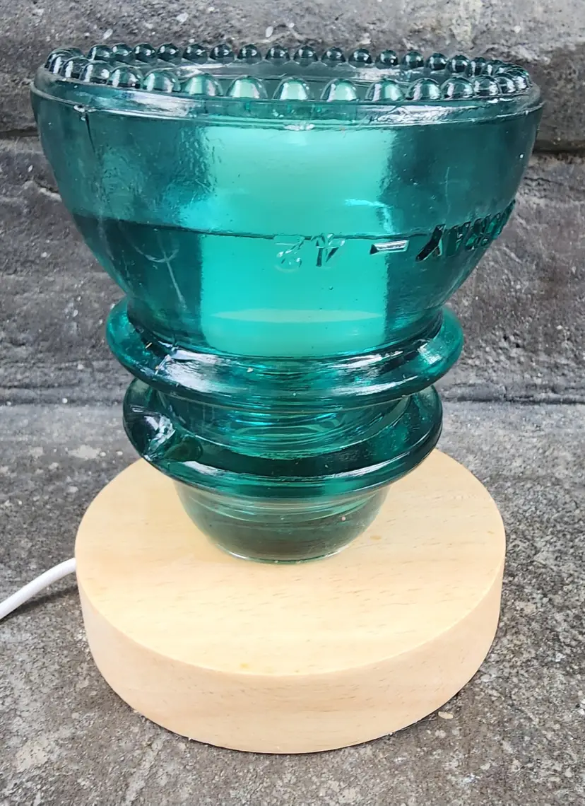 Antique Glass Insulator Upcycled to Accent Lamp/Light