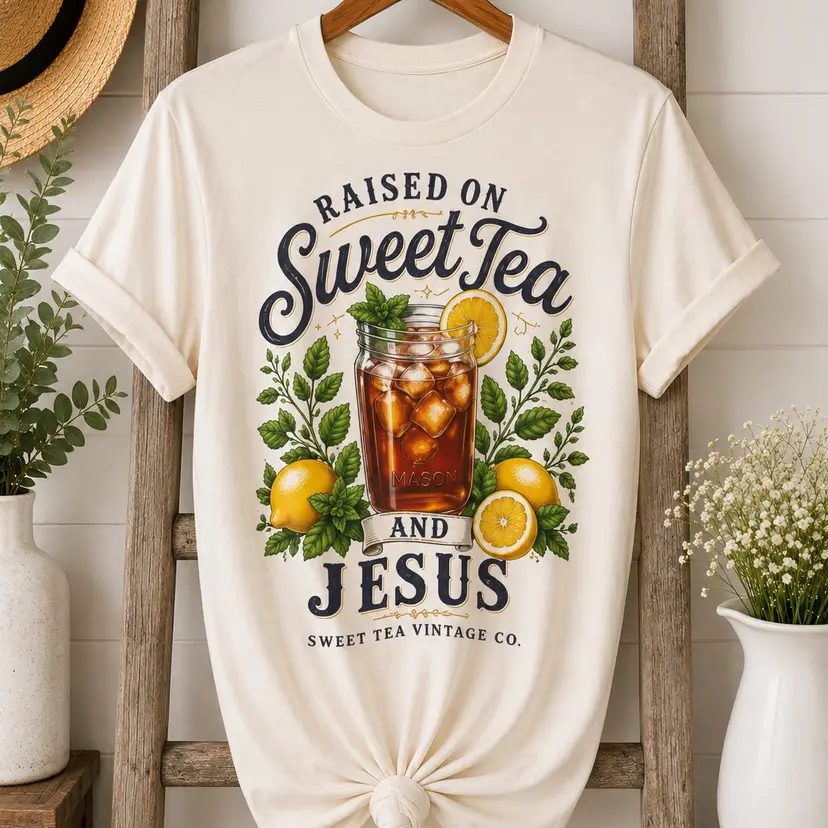 Raised On Sweet Tea & Jesus Medium Tshirt