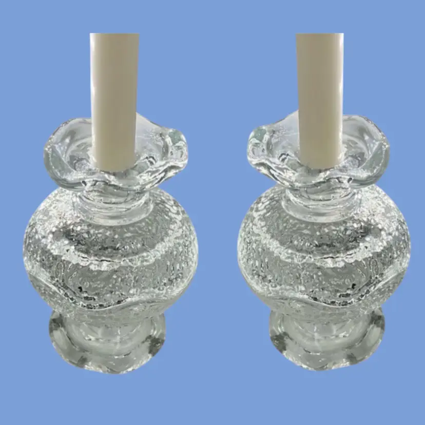 #035- 4pc Stax Candle HoldersBy Anchor Hocking Stackable ReversibleHolds Taper Votive Or PillarPebbled Texture Surface