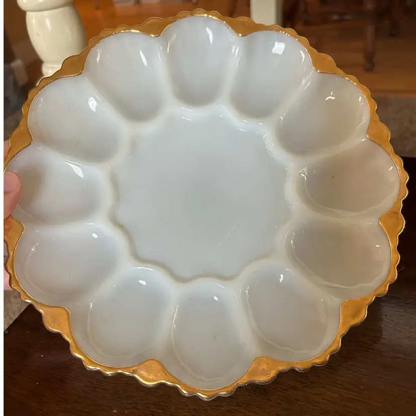 Milk Glass Egg Plate