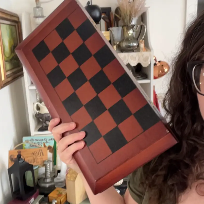 Wood Chess Board With Wood Pieces