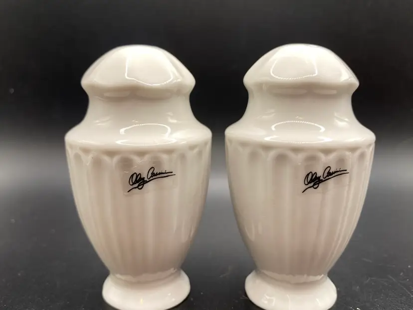 Vintage Oleg Cassini White Porcelain Salt & Pepper Shakers - Pristine Unused