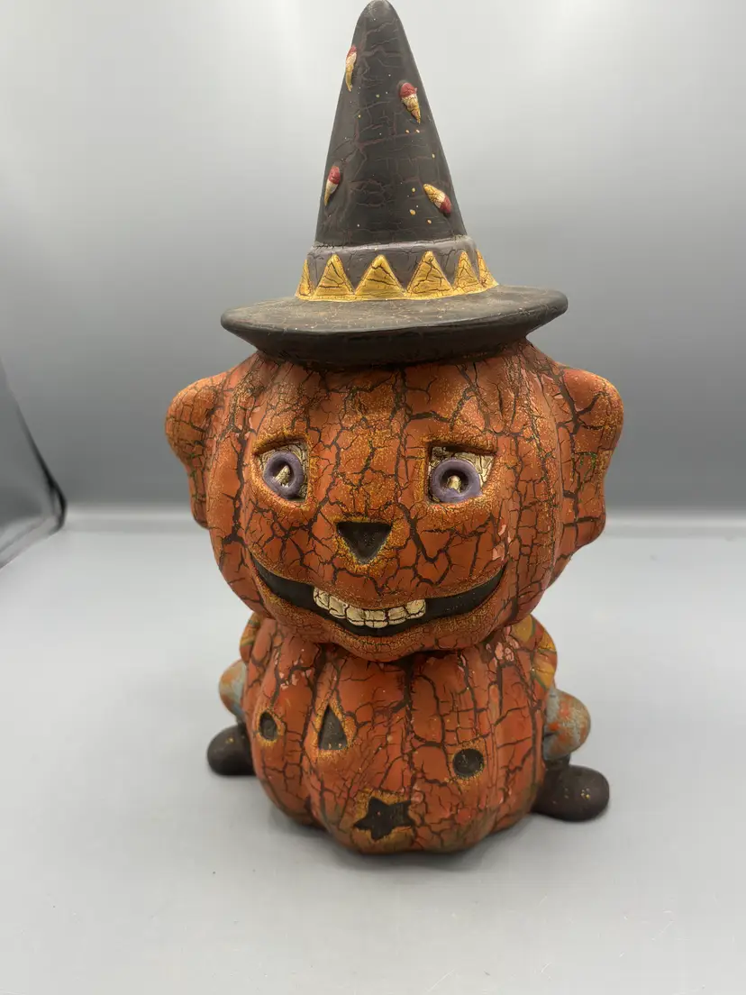 Ceramic Pumpkin cat Jack o Lantern