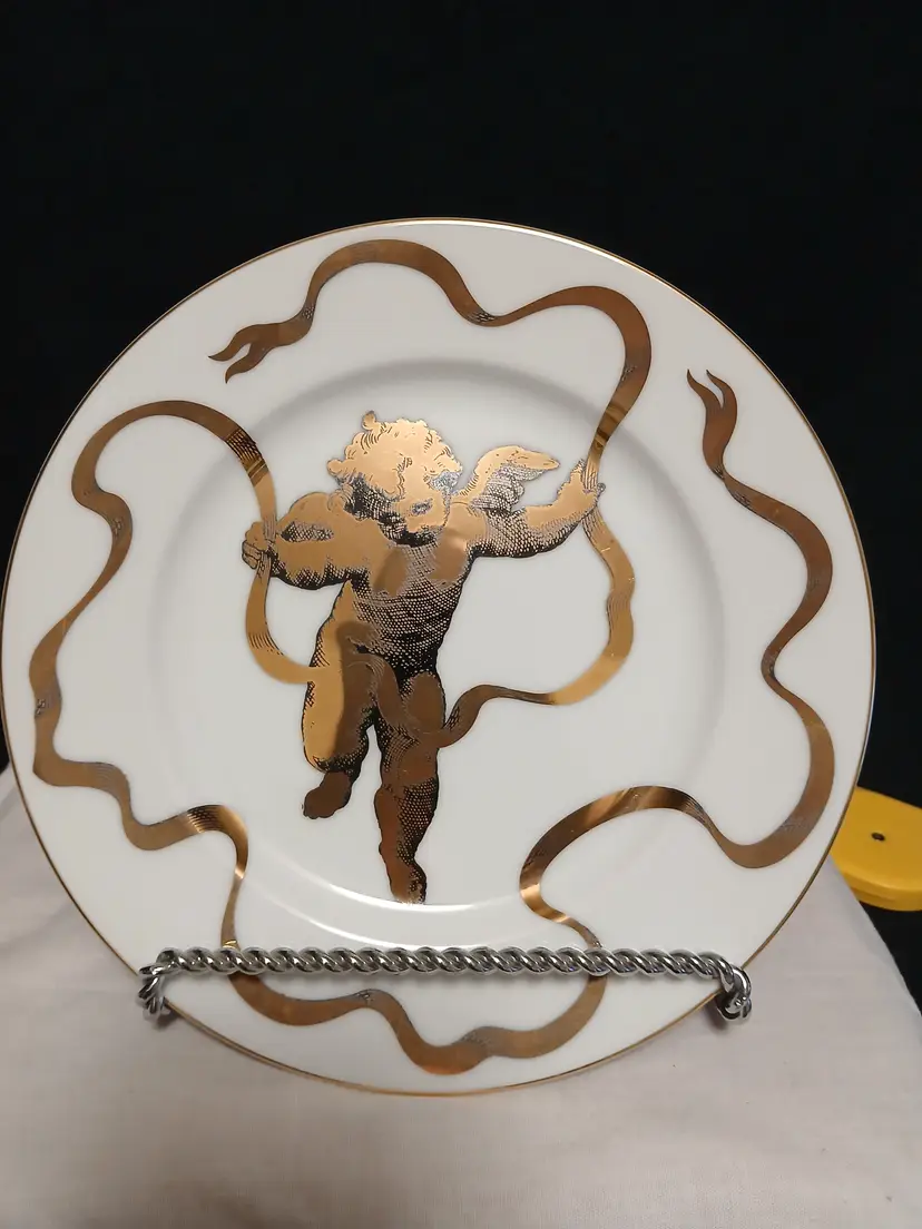 Neiman Marcus Cherub Plate with Gold Accents