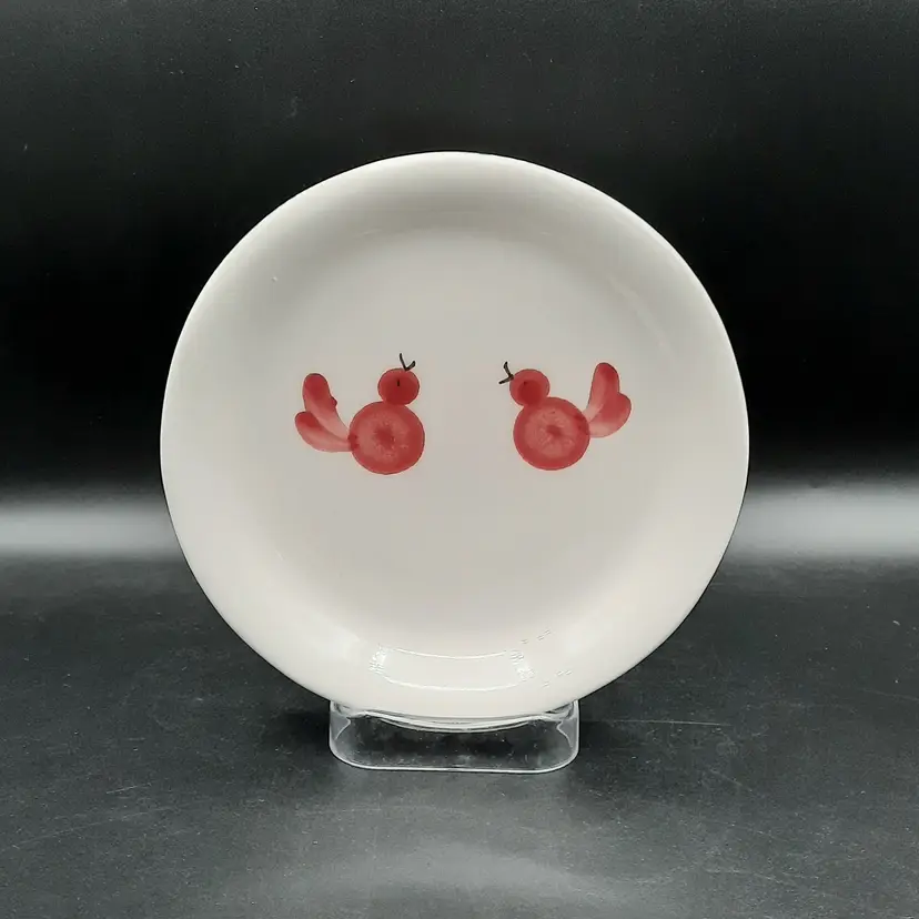 Vietri Old St Nick Ti Penso Red Birds Sentiment Small Plate Trinket Dish