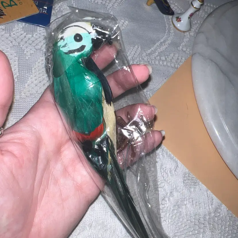 New Old Stock 8” Parrot Bird Feathered