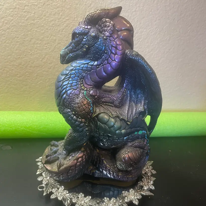 Exquisite Multicolor 1986 Windstone Editions California Peacock Dragon by Melody Peña