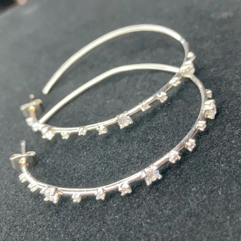 2” Silver Tone Rhinestone Hoops!