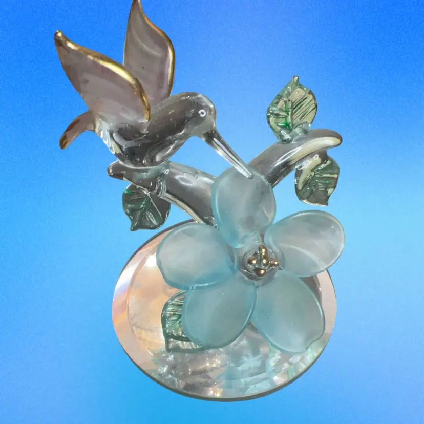 2.5” Blown Glass Humming Bird On Flower