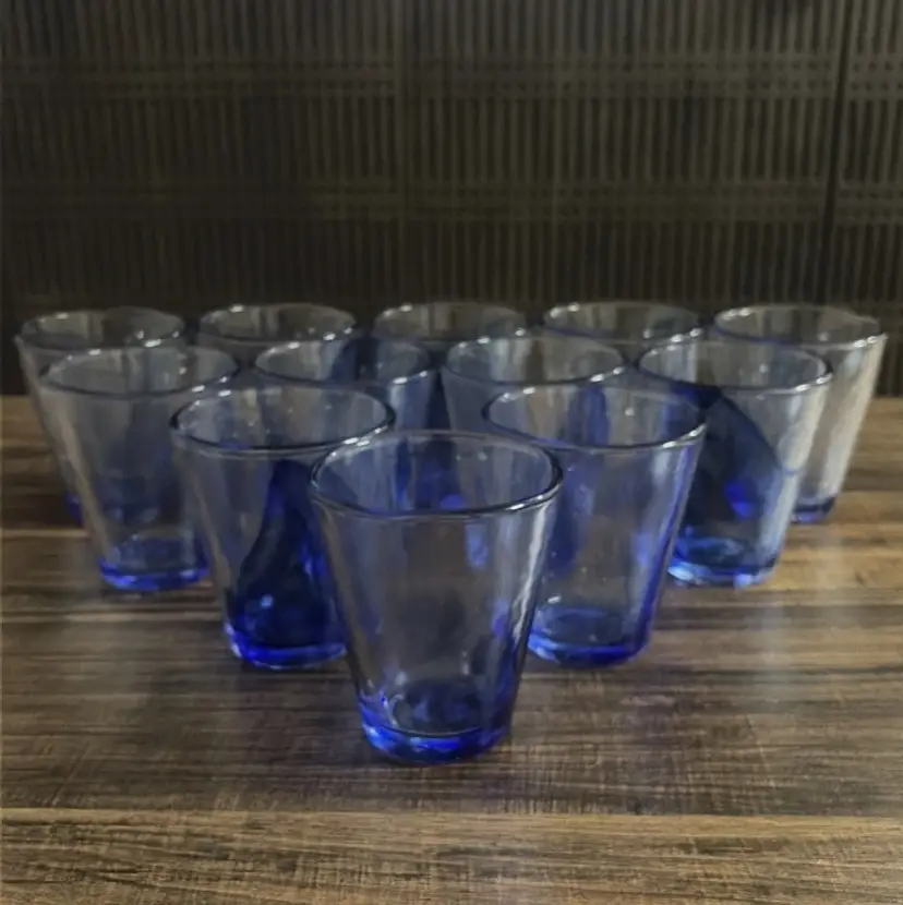 Vintage Bormioli Rocco Murano Cobalt Blue Swirl Glass Tumblers Set of 12