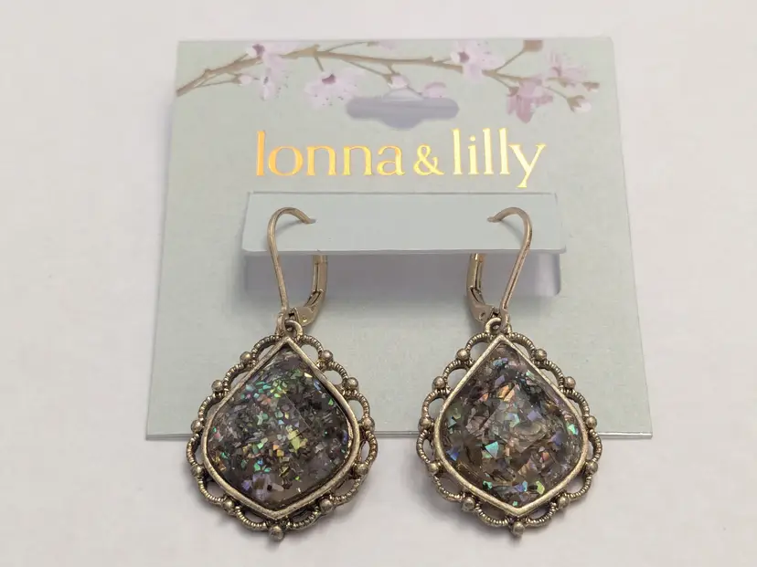 Lonna & Lilly Gold Tone Iridescent Teardrop Pierced Earrings NWT
