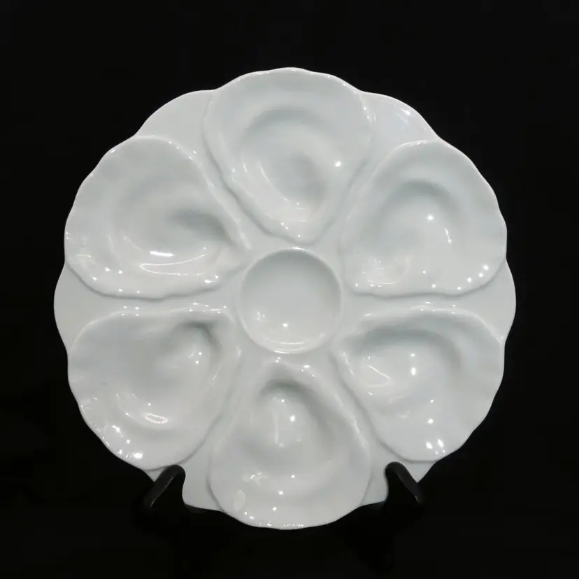 Vintage Oyster Plate ~ made in France ~ White Opal Porcelain Dish