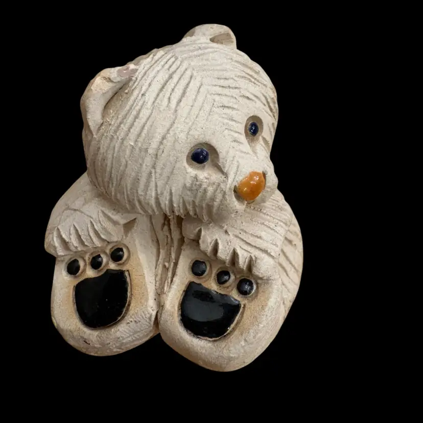 Vtg Artesania Rinconada Baby Polar Bear Figurine Uruguay Signed Pottery