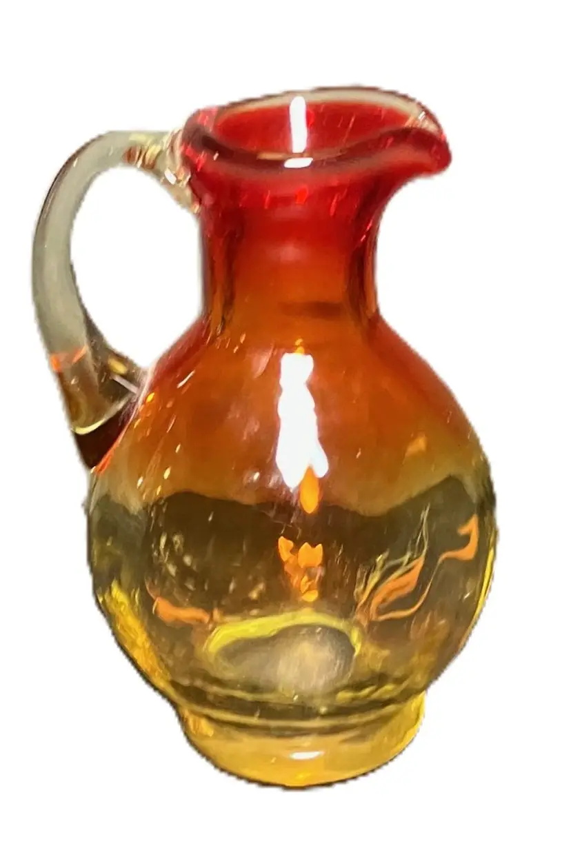 VTG Kanawha Amberina Small Pitcher Vase Rim Glows