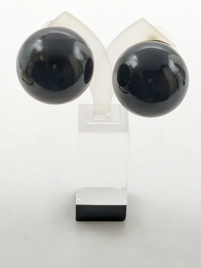 Top & Top Pastel Collection Oversized Black Sphere Pierced Earrings NWT