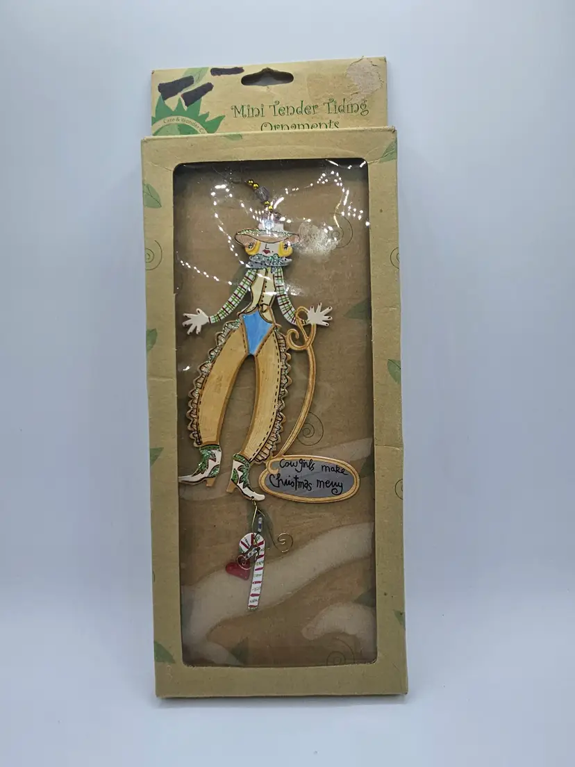 Mini Tender Tidings Cowgirl Metal Ornament NIB