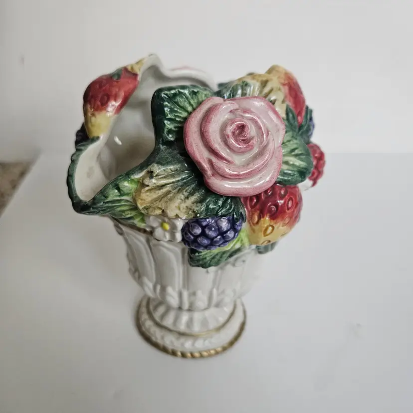 Fitz and Floyd Strawberries & Roses Pitcher Pink Roses raspberry blackberry