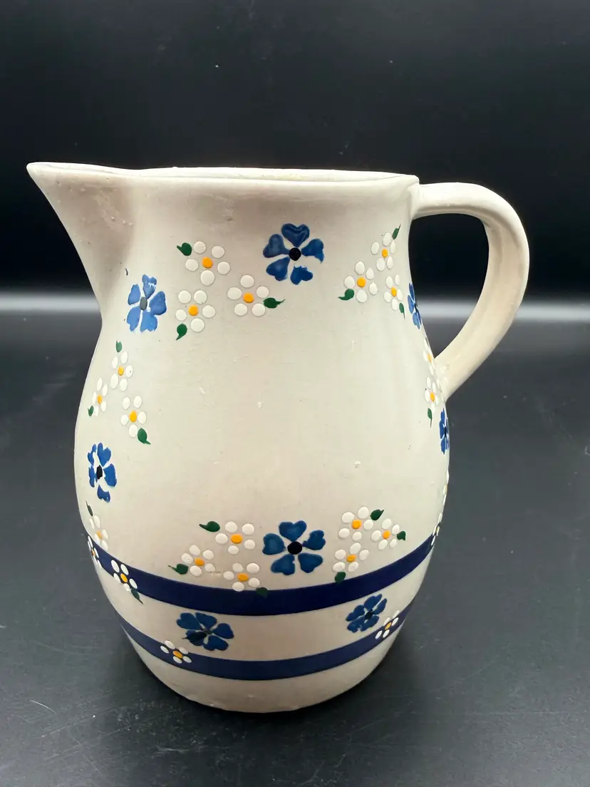 Robinson Ransbottom Pottery Co Roseville Floral Hand Painted Pitcher Farmhouse