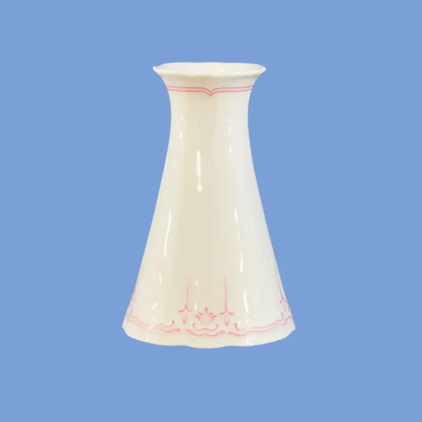 #145- Vintage Porcelain Vase Red Lilly Pattern Julia Collection By Seltmann Weiden Bavaria 1980s