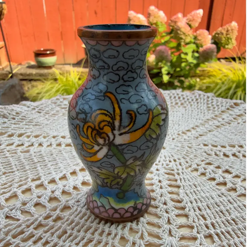 🐞Vtg Cloisonné 3”Vase   3x1 1/4”