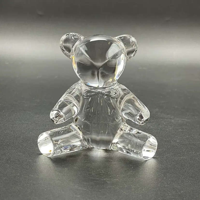 Ralph Lauren Crystal Glass Polo Teddy Bear Figural Paperweight Figurine