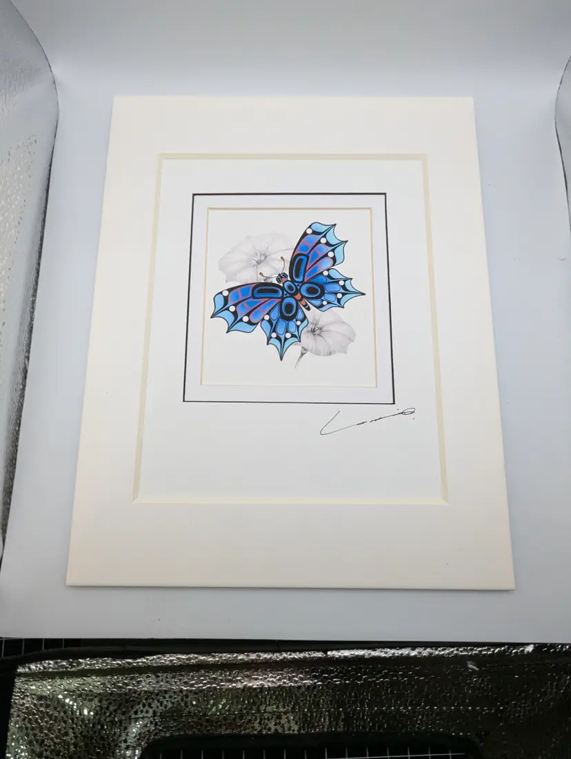 Art Print- Butterfly-"Glory" NW Native American Art- Yukie Adams-Signed , Matted