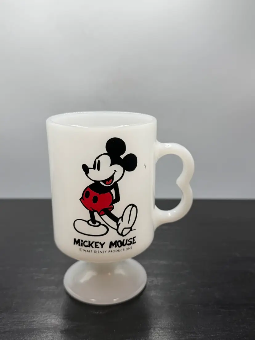 Vintage Mickey Mouse Milk Glass Mug, Disney Collectible