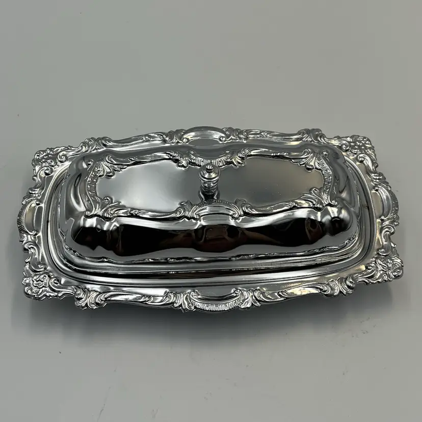 Crome Covered Butter Dish With Glass Insert