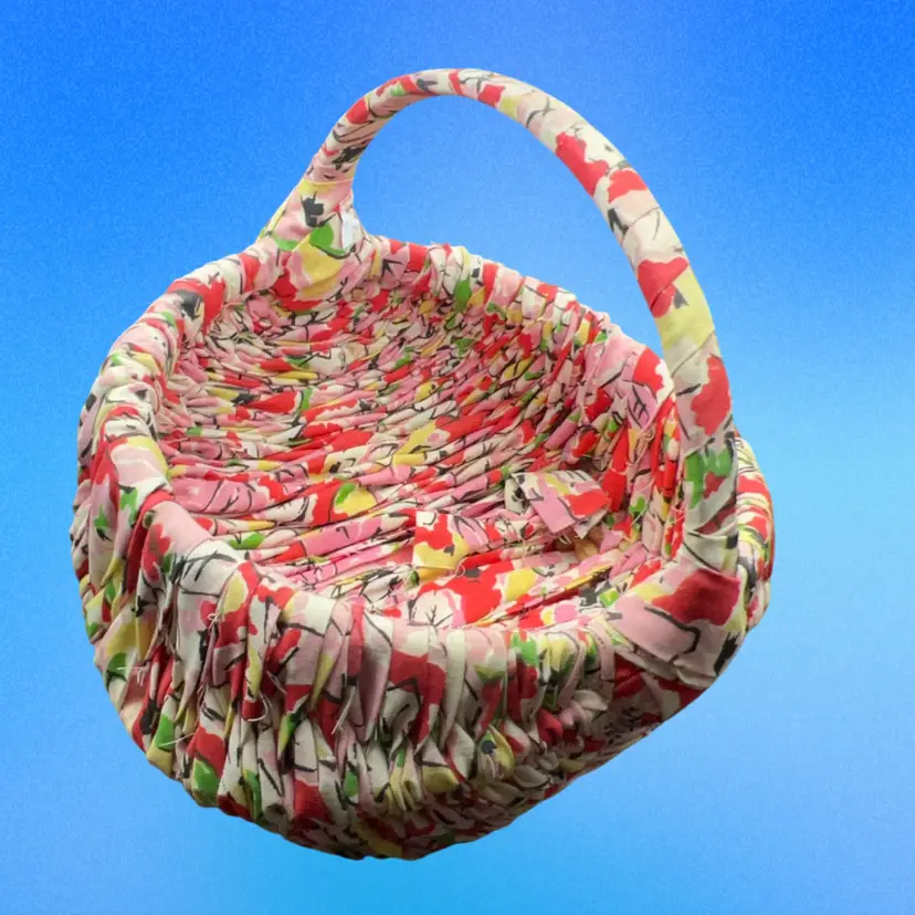 Primitive Woven Multicolor Woven Basket 8” Across