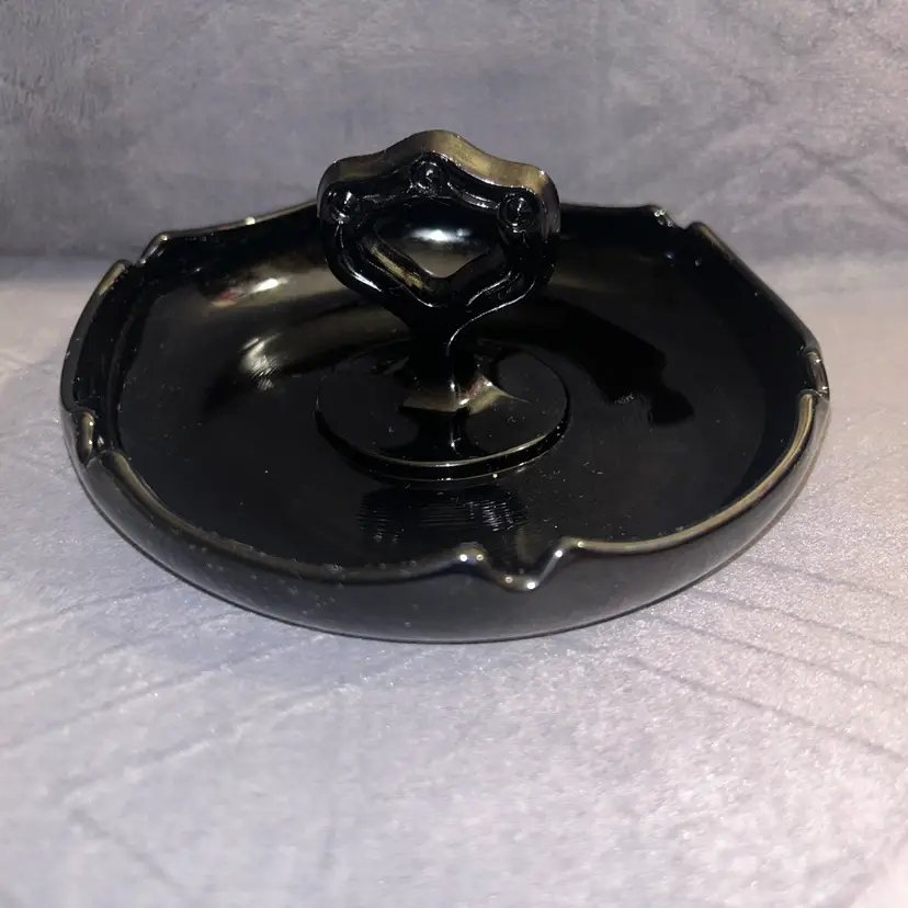 Vintage 1930's L. E. SMITH Mt Pleasant  Black Amethyst  Glass Candy/ Relish Dish