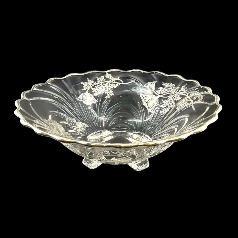 #202E- Vintage Serving Bowl 3 Foot Dessert Serving Dish Silver City Glass Co Collection
1940s Flanders Poppies Pattern