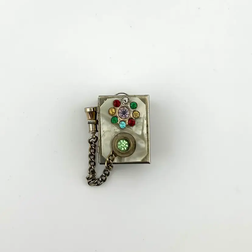 Vintage Rotary Phone Lidded Box Charm/Pendant 1”x .75”x