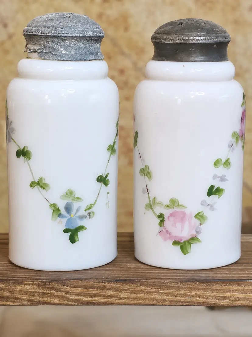 Antique Floral Salt and Pepper Shakers