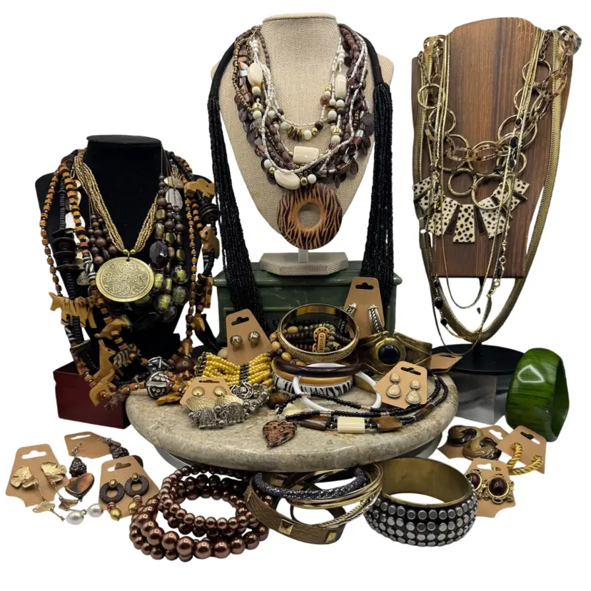 Huge Estate Costume Jewelry Destash Box - Bohemian, Animal Print, Mixed Metal