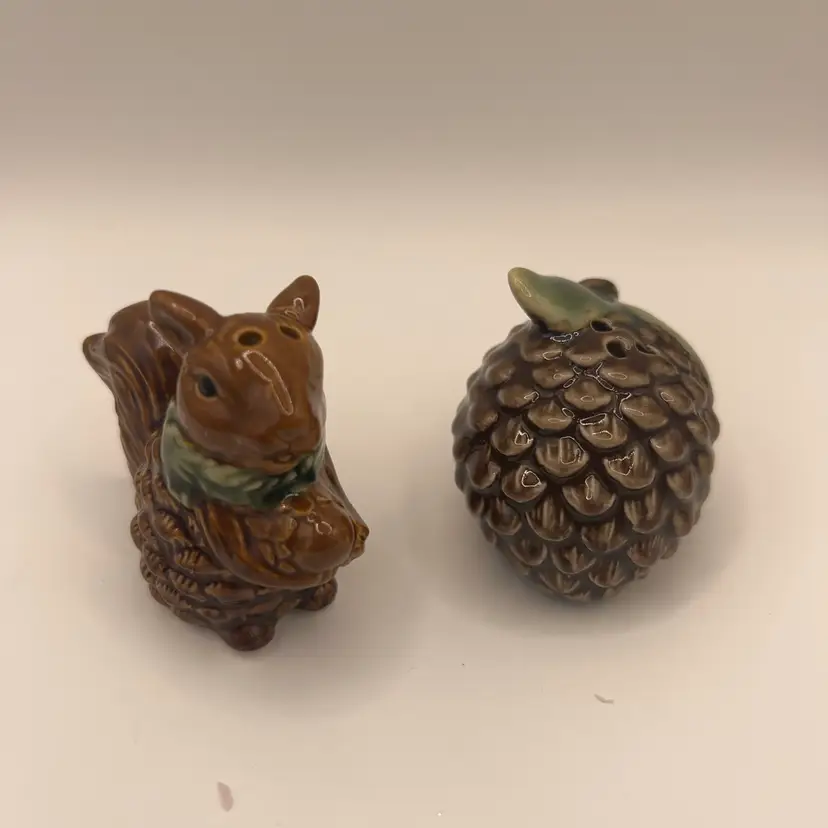 Squirrel Acorn, Pinecone Salt And Pepper Shakers