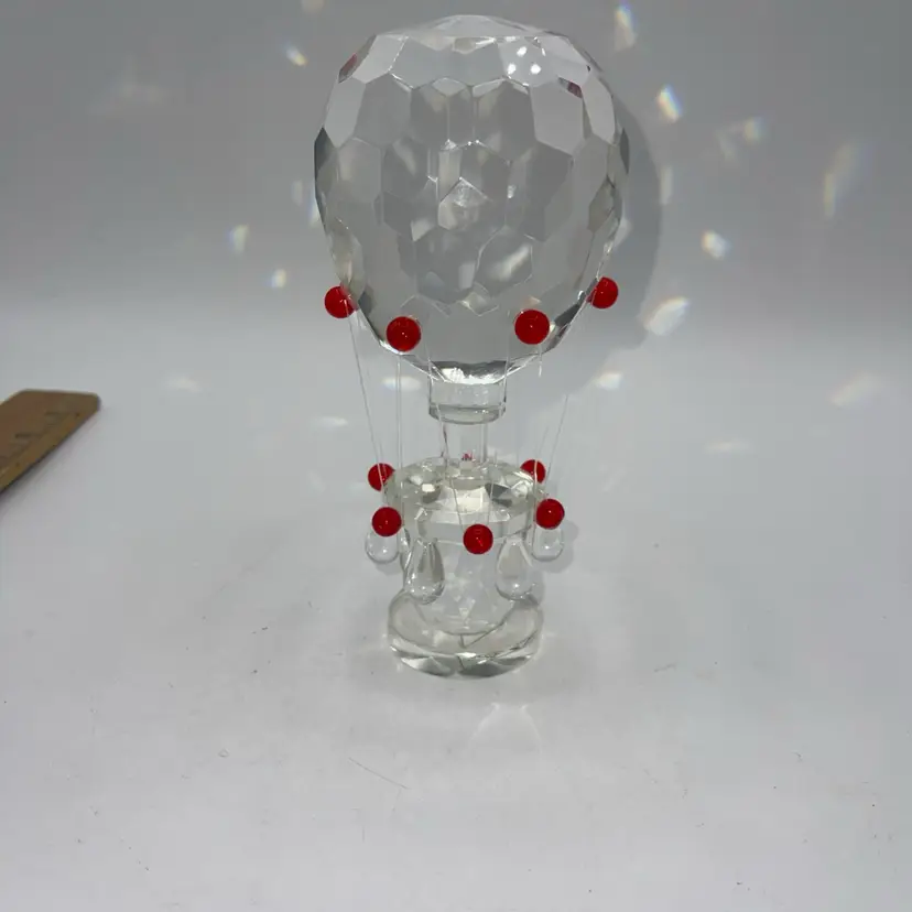 Shannon Crystal Designs Hot Air Balloon Paperweight Red Crystal Accents 6.5”