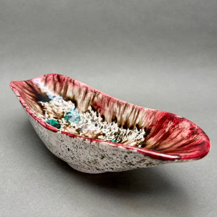 Vintage Italian Mid-Century Modern Abstract Glazed Ceramic Art Pottery Dish