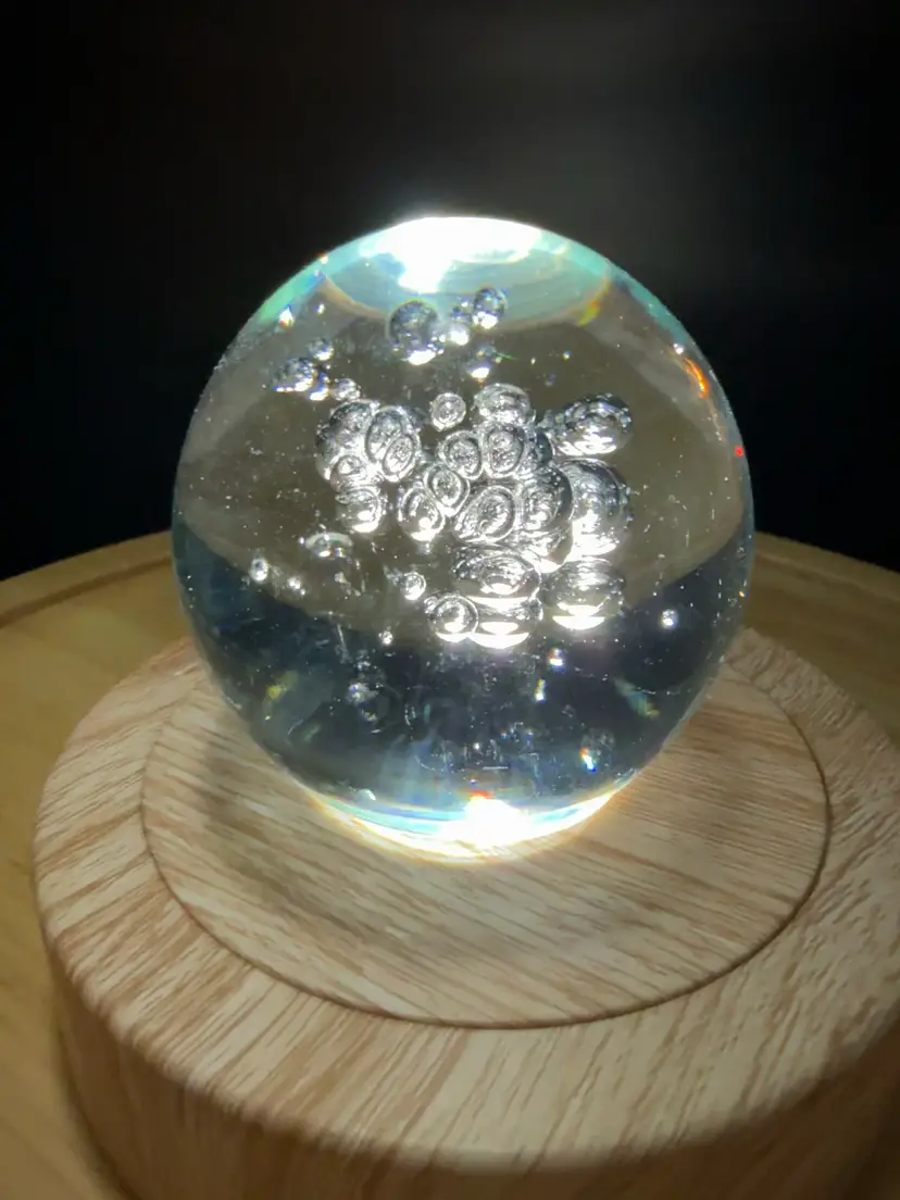 🐞Vtg Konst Glashyttan Urshult Sweden Controlled Bubble Art Glass Paperweight Sphere 2 1/4”