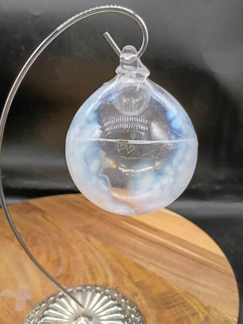 Hand Blown Art Glass Orb Witch Ball Suncatcher Christmas Ornament  3 inch  READ