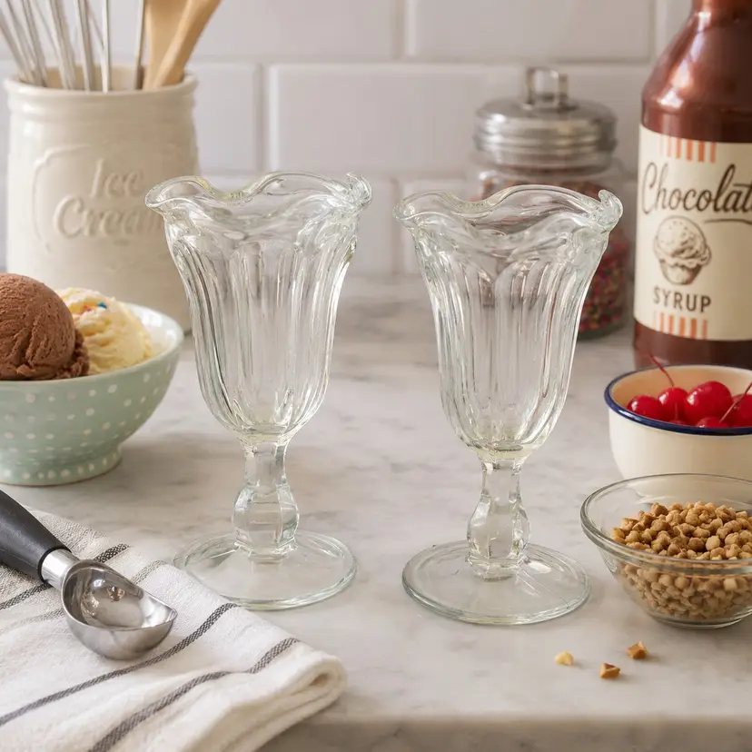 Vintage Clear Glass Sundae Dishes