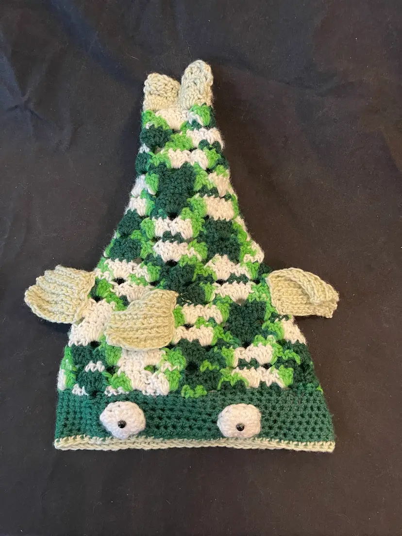 Crocheted Green Camo Fish Hat