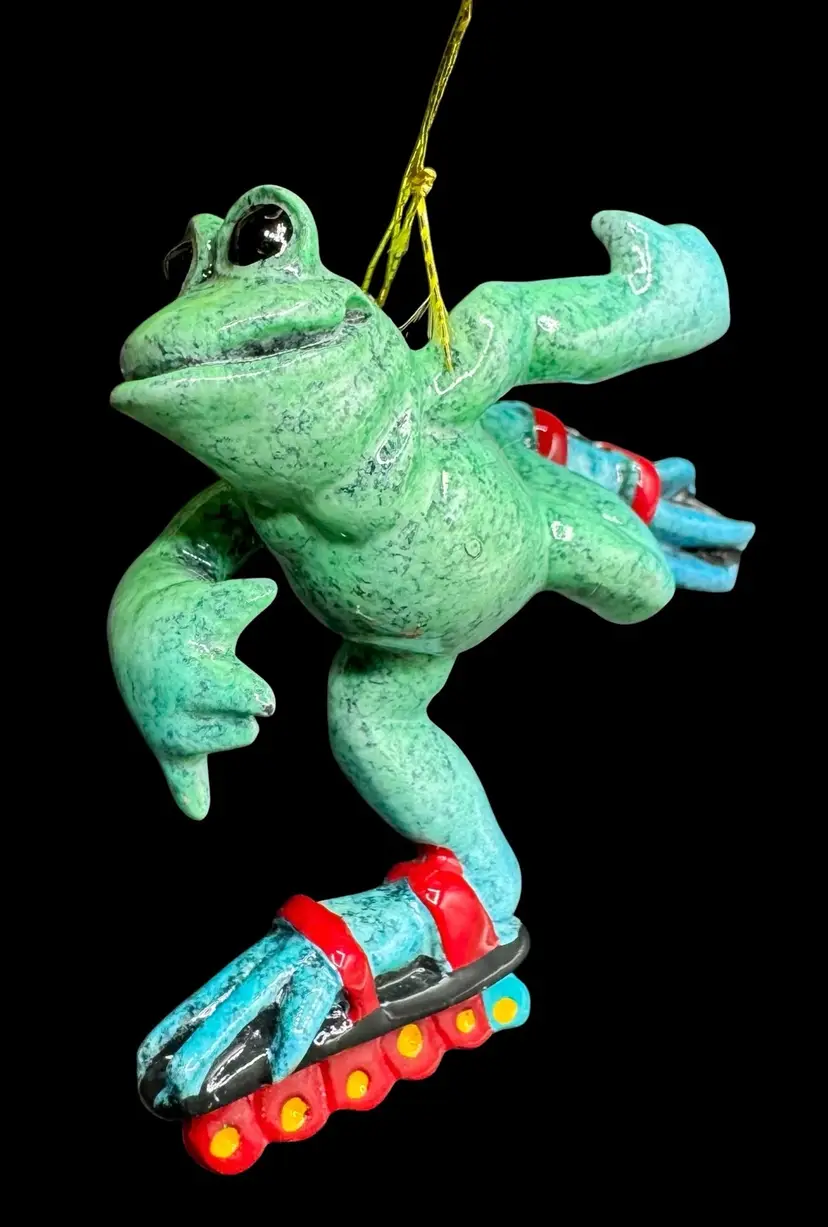 Kitty's Critters Scat Frog Rollerblading Inline Skate Ornament Figurine 8323