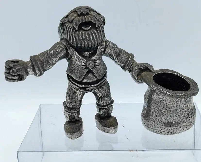 Vintage Tinn-Per Norway Troll /Gnome 2.7"T x 4" W, Pewter Figurine #2 TOOTHPICK/MATCH HOLDER