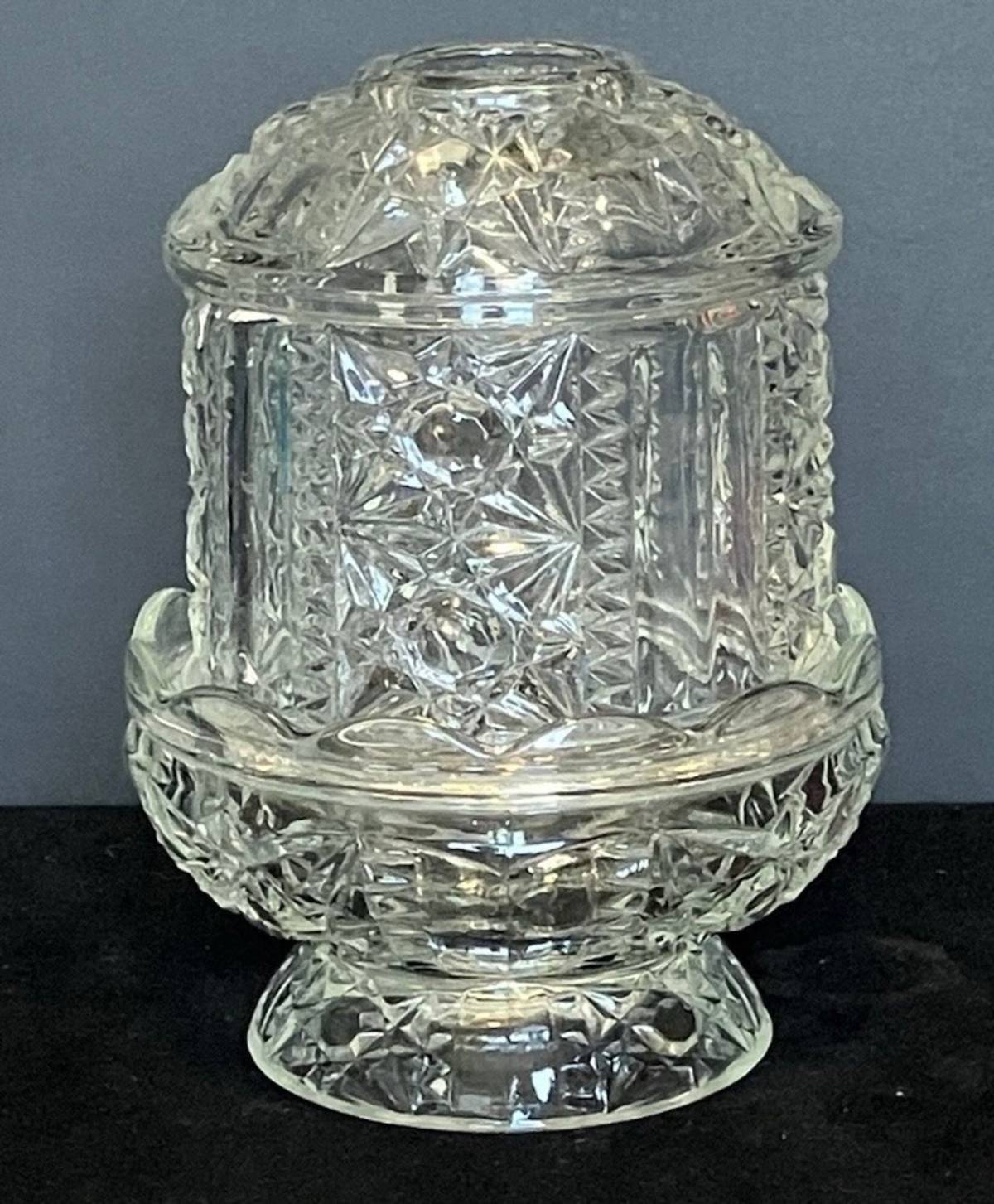 Niknax · VTG Indiana Glass Clear STARS AND BARS 2pc Fairy Lamp Votive ...