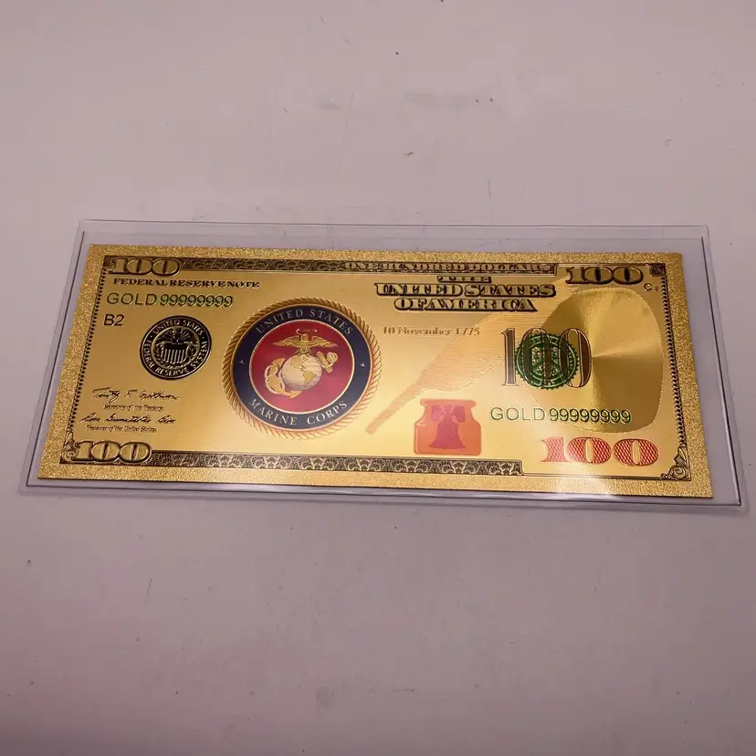 PP4 $100 USMC Marine Corp Gold Foil Novelty Banknote
