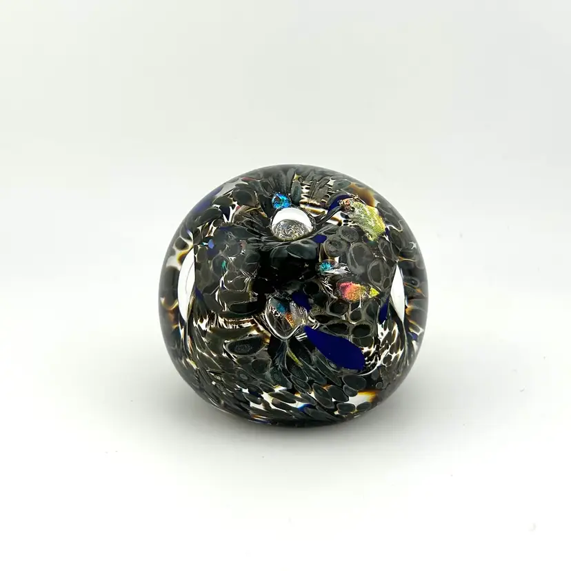 Rollin Karg Dichroic Glass Paperweight 3”x 2.75”