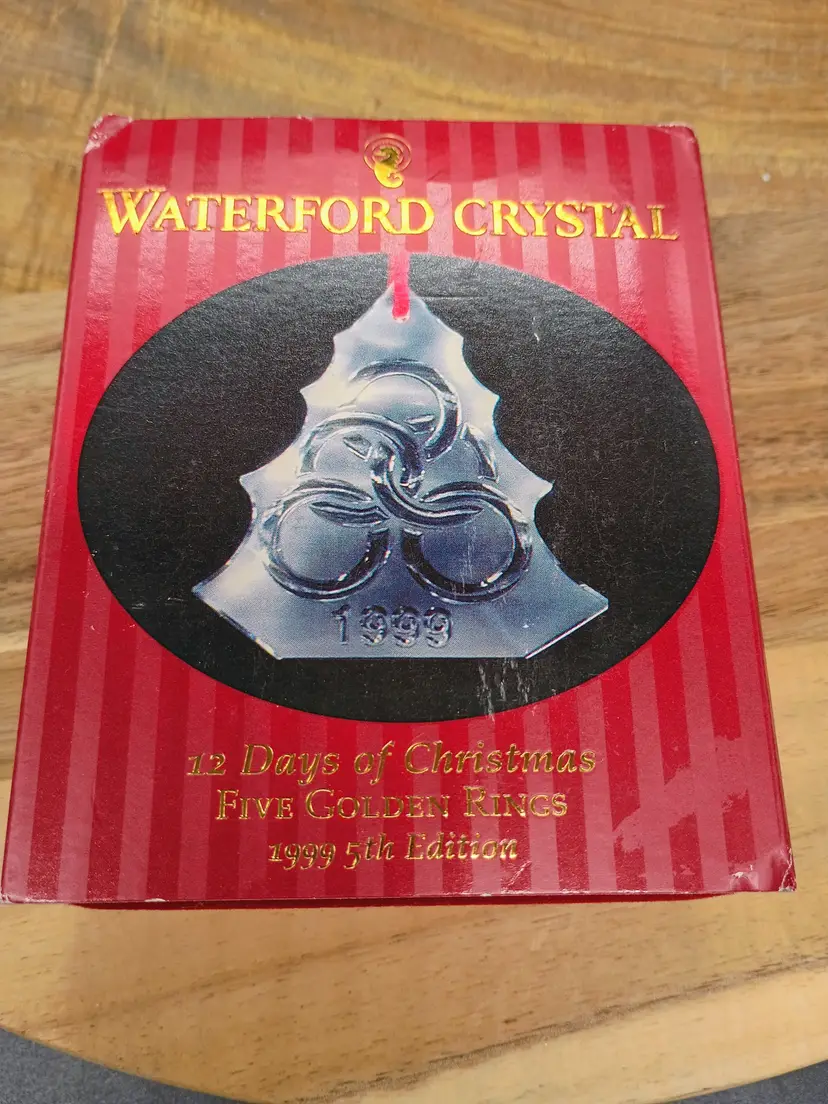 Waterford 12 Days Of Christmas 5th Edition 1999 5 Gold Rings Ornament.